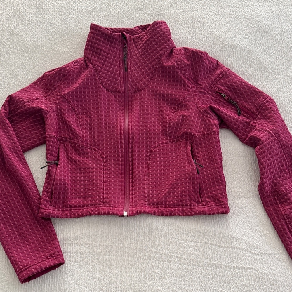Lululemon Athletica Textured Burgundy Bomber Cropped Jacket